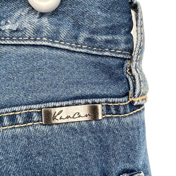 Kancan Women Distressed Raw Hem Mid Rise Blue Denim Jeans Size 24 W28"xL29" - Picture 7 of 10